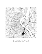 Charger l'image dans la galerie, Affiche cartographique de Bordeaux - Style Noir et Blanc