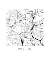 Load image into Gallery viewer, Prague Map Black and White Print - czech republic Black and White Map Print