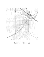 Load image into Gallery viewer, Missoula Map Black and White Print - Montana Black and White Map Print
