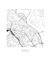 Load image into Gallery viewer, Kiev Map Black and White Print - ukraine Black and White Map Print