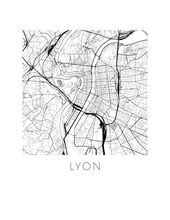 Charger l'image dans la galerie, Affiche cartographique de Lyon - Style Noir et Blanc