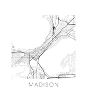 Load image into Gallery viewer, Madison Map Black and White Print - wisconsin Black and White Map Print