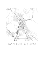 Load image into Gallery viewer, San Luis Obispo Map Black and White Print - california Black and White Map Print