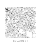 Load image into Gallery viewer, Bucharest Map Black and White Print - romania Black and White Map Print