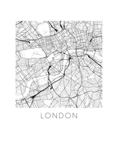 Charger l'image dans la galerie, Affiche cartographique de Londres - Style Noir et Blanc