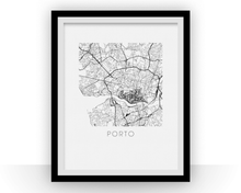 Load image into Gallery viewer, Porto Map Black and White Print - portugal Black and White Map Print