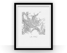 Load image into Gallery viewer, La Paz Map Black and White Print - bolivia Black and White Map Print