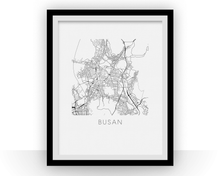 Charger l'image dans la galerie, Affiche cartographique de Busan - Style Noir et Blanc