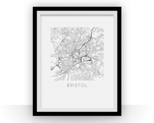 Load image into Gallery viewer, Bristol Map Black and White Print - england Black and White Map Print