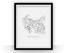 Load image into Gallery viewer, Reykjavik Map Black and White Print - iceland Black and White Map Print