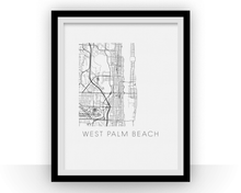 Load image into Gallery viewer, West Palm Beach Map Black and White Print - florida Black and White Map Print