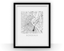 Charger l'image dans la galerie, Affiche cartographique de Bordeaux - Style Noir et Blanc