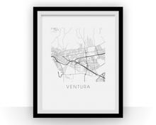 Load image into Gallery viewer, Ventura Map Black and White Print - california Black and White Map Print