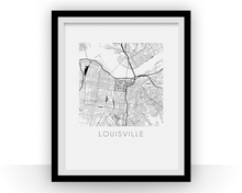 Load image into Gallery viewer, Louisville Map Black and White Print - Kentucky Black and White Map Print