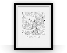 Charger l'image dans la galerie, Affiche cartographique de Newcastle - Style Noir et Blanc