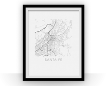 Load image into Gallery viewer, Santa Fe Map Black and White Print - new mexico Black and White Map Print