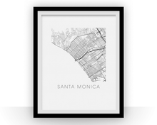 Load image into Gallery viewer, Santa Monica Map Black and White Print - california Black and White Map Print