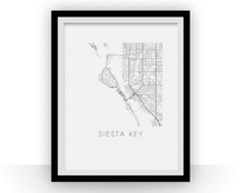 Load image into Gallery viewer, Siesta Key Map Black and White Print - florida Black and White Map Print