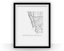Load image into Gallery viewer, Hermosa Beach Map Black and White Print - california Black and White Map Print
