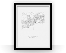 Load image into Gallery viewer, Galway Map Black and White Print - ireland Black and White Map Print