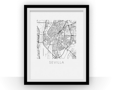 Load image into Gallery viewer, Sevilla Map Black and White Print - spain Black and White Map Print