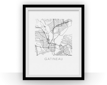 Charger l'image dans la galerie, Affiche cartographique de Gatineau - Style Noir et Blanc