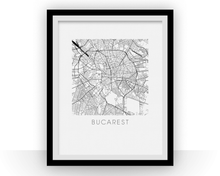 Load image into Gallery viewer, Bucharest Map Black and White Print - romania Black and White Map Print