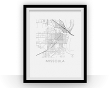 Load image into Gallery viewer, Missoula Map Black and White Print - Montana Black and White Map Print