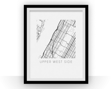 Load image into Gallery viewer, Upper West Side Map Black and White Print - new york Black and White Map Print