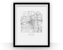 Load image into Gallery viewer, Reno Map Black and White Print - nevada Black and White Map Print