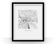 Load image into Gallery viewer, Rouen Map Black and White Print - france Black and White Map Print