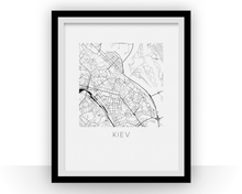 Load image into Gallery viewer, Kiev Map Black and White Print - ukraine Black and White Map Print