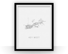 Charger l'image dans la galerie, Affiche cartographique de Key West - Style Noir et Blanc