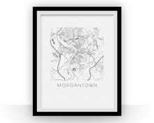 Load image into Gallery viewer, Morgantown Map Black and White Print - west virginia Black and White Map Print