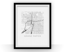 Load image into Gallery viewer, Grand Rapids Map Black and White Print - michigan Black and White Map Print
