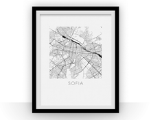 Load image into Gallery viewer, sofia Map Black and White Print - bulgaria Black and White Map Print