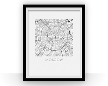 Load image into Gallery viewer, Moscow Map Black and White Print - russia Black and White Map Print