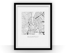 Load image into Gallery viewer, Budapest Map Black and White Print - hungary Black and White Map Print
