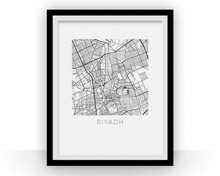 Load image into Gallery viewer, Riyadh Map Black and White Print - saudi arabia Black and White Map Print