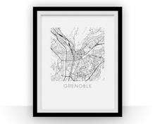 Load image into Gallery viewer, Grenoble Map Black and White Print - france Black and White Map Print