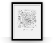 Load image into Gallery viewer, Montpellier Map Black and White Print - france Black and White Map Print