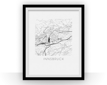 Load image into Gallery viewer, Innsbruck Map Black and White Print - austria Black and White Map Print
