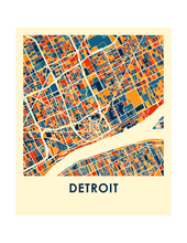 Charger l'image dans la galerie, Affiche cartographique de Detroit - Style Chroma