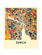 Load image into Gallery viewer, Zurich Map Print - Full Color Map Poster