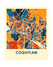 Charger l'image dans la galerie, Affiche cartographique de Coquitlam British Columbia - Style Chroma
