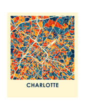 Charger l'image dans la galerie, Affiche cartographique de Charlotte - Style Chroma