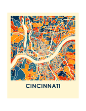 Charger l'image dans la galerie, Affiche cartographique de Cincinnati - Style Chroma
