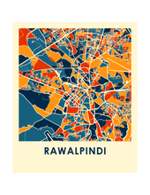 Load image into Gallery viewer, Rawalpindi Map Print - Full Color Map Poster