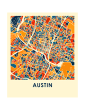 Charger l'image dans la galerie, Affiche cartographique de Austin - Style Chroma