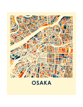 Load image into Gallery viewer, Osaka Map Print - Full Color Map Poster